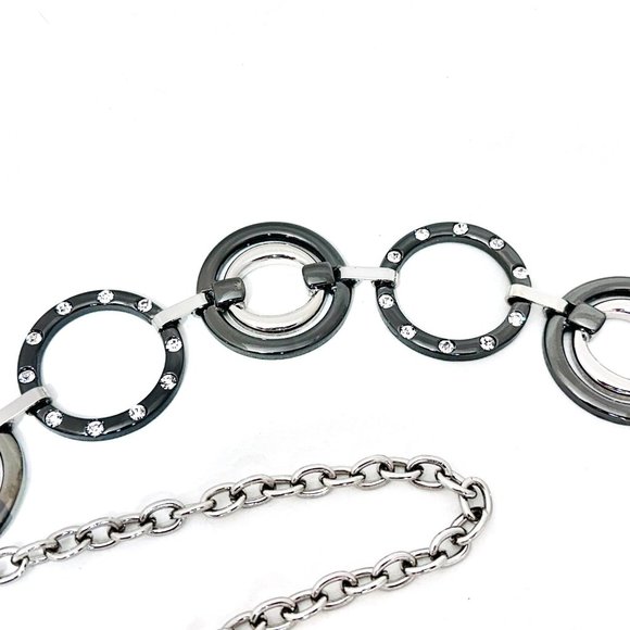 Chico's Chain Link Belt Gunmetal & Silver Tone w/Rhinestones - Picture 5 of 10